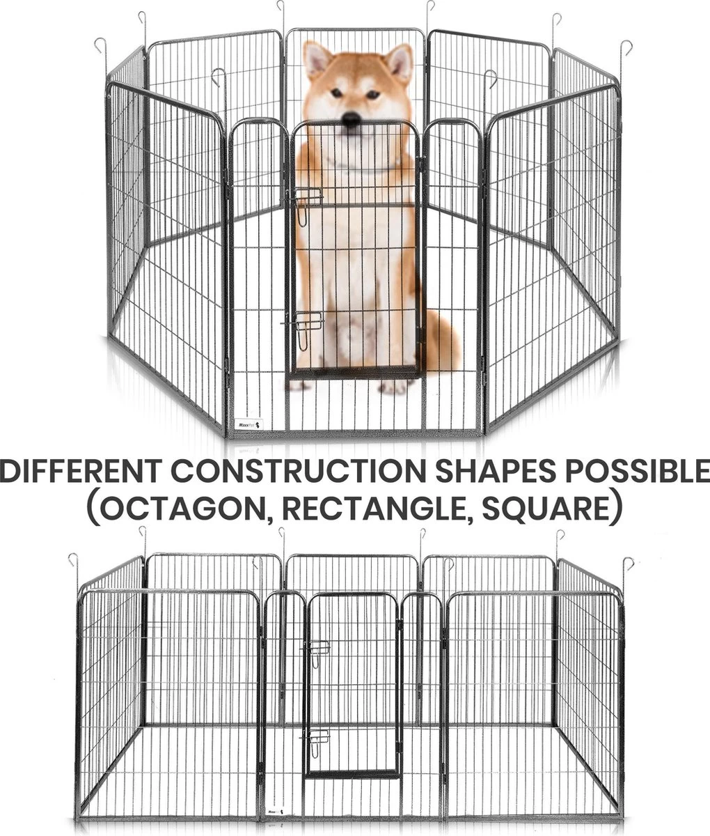 MaxxPet Puppyren - Hondenbench - Hondenren- Puppyren Met 8 Kennelpanelen - Staal -80 X 100 Cm Ø 210 Cm - Afbeelding 7