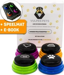 Vulpes Pets® PRO Praatknop Voor Honden Met Speelmat - Dogbuttons - Laat Uw Huisdier Spreken - Hondenspeelgoed - Honden Training - Inclusief E-Book En Speelmat