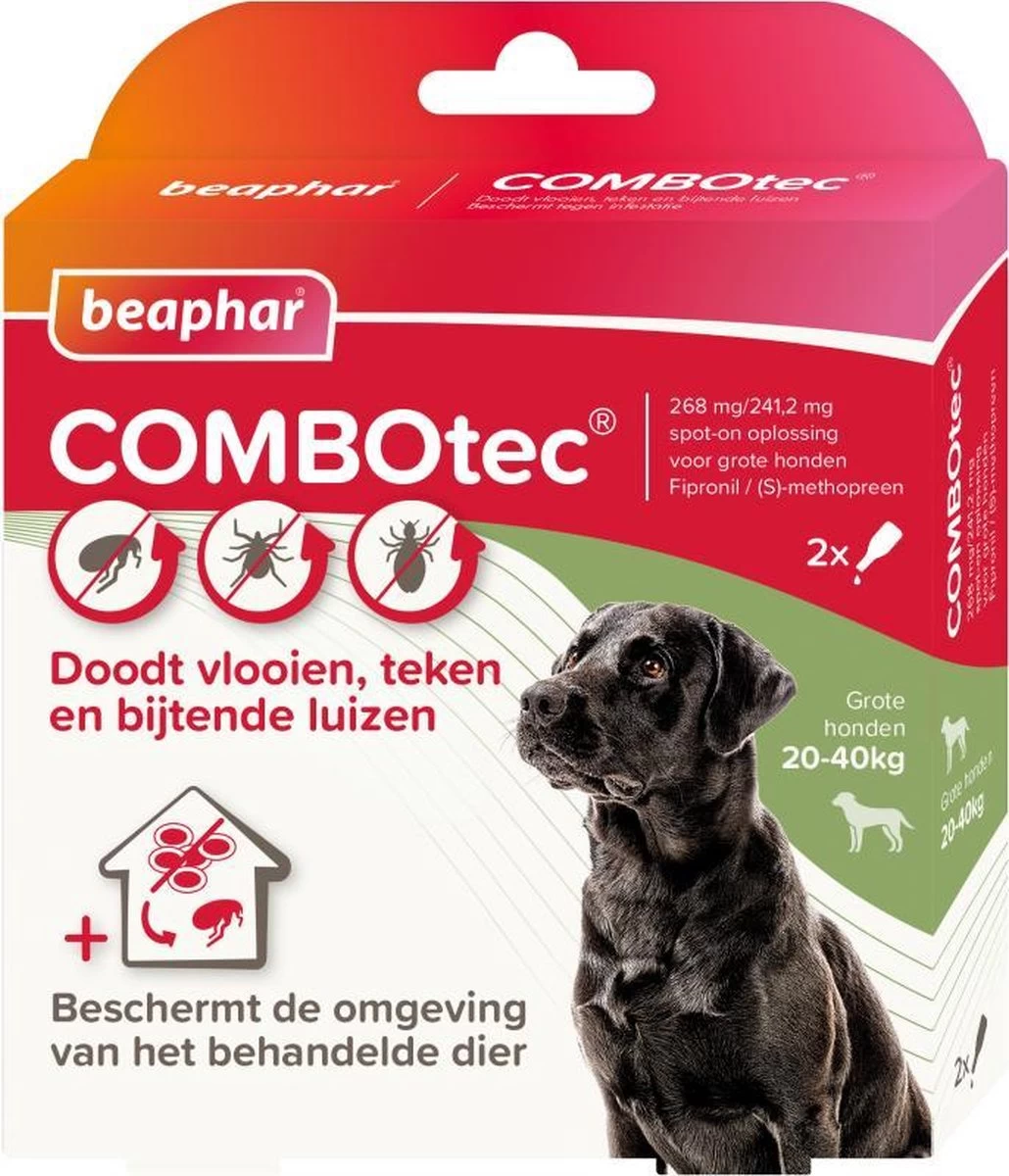Beaphar Combotec Anti Vlooien En Teken Druppels Hond 20-40 Kg 2 Pipetten - Afbeelding 2