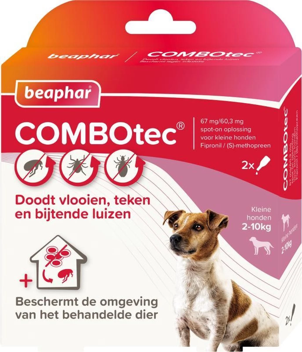 Beaphar Combotec Anti Vlooien En Teken Druppels Hond 2-10 Kg 2 Pipetten - Afbeelding 2