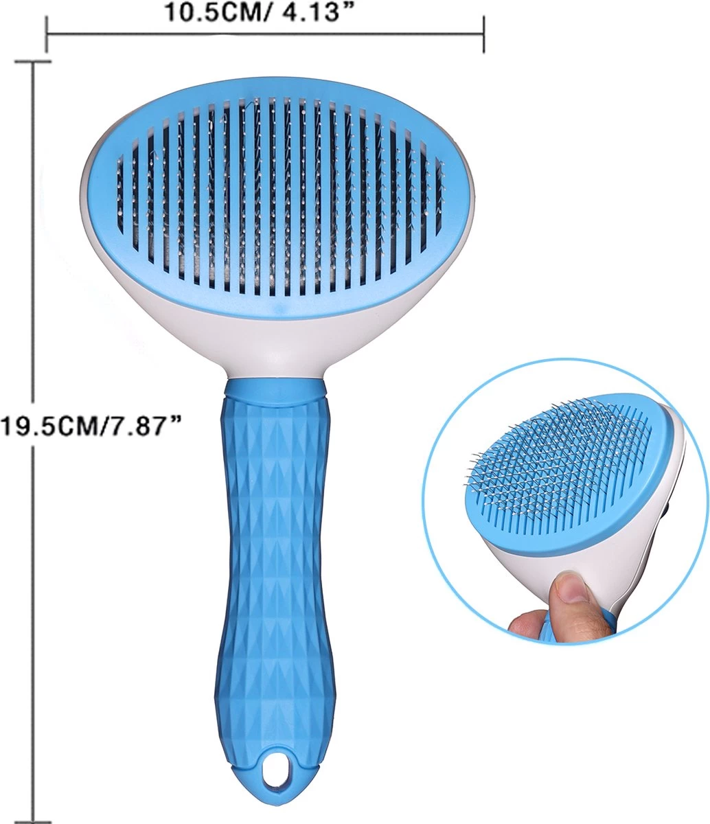 Lorell Pet Company Kattenborstel/Hondenborstel - Borstel Voor Langharig/kortharig -Hondenhaar En Kattenhaar Verwijderaar - Blauw - Afbeelding 2