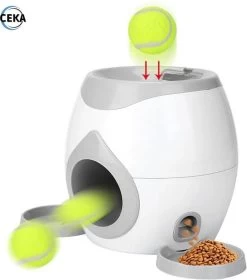 Ceka - Automatische Ballenwerper Hond - Met Voer / Beloning Systeem - Honden Speelgoed Intelligentie - Inclusief 2 Tennisbalen + Voerschep