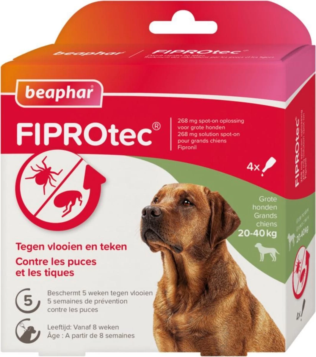Beaphar Fiprotec Anti Vlooien En Teken Druppels Hond 20 - 40 Kg 3 + 1 Stuks - Afbeelding 5