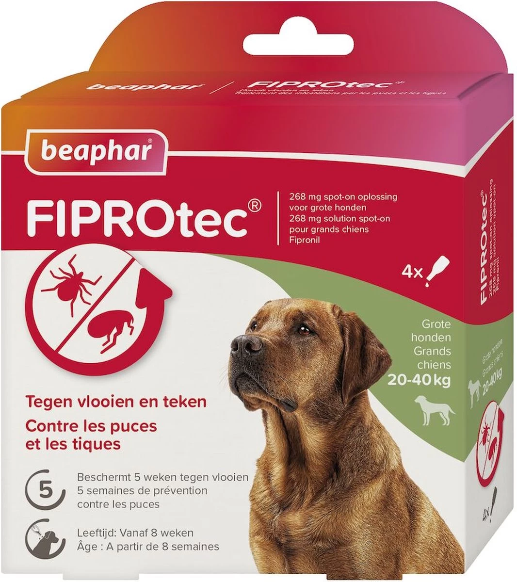 Beaphar Fiprotec Anti Vlooien En Tekenmiddel - Hond 20-40 Kg - 3 Pipetten