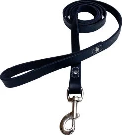 Hondenriem - 220cm – Zwarte Riem - Leren Hondenriem Met Stiksels – 100% Volnerfleer - Hond - Leer - Leder