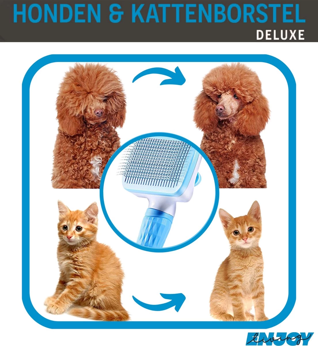Professionele Kattenborstel/Hondenborstel + BONUS - Bovenvacht | Ondervacht - Langharige | Kortharige - Haarverwijderaar Voor Huisdieren - Kattenkam - Hondenkam - Afbeelding 8