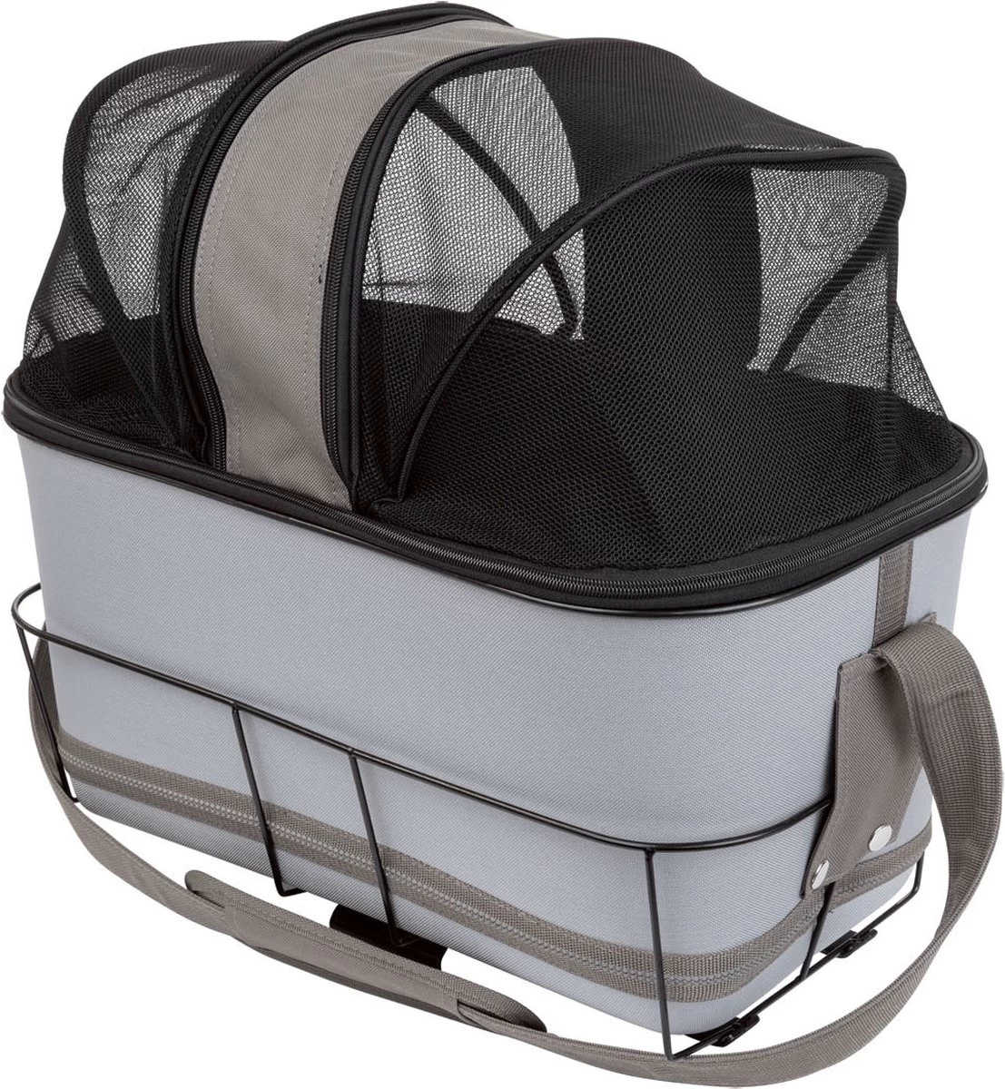 Zoofari Fiets Hondenmand - Max. Belasting: 6 Kg - Met Geïntegreerd Signaaltoon - Ca. 47 X 29 X 45 Cm (l X B X H) - Stevig Metalen Frame Voor Montage Op De Bagagedrager - Met Zijdelingse Gaasafdekkingen Voor Een Goede Luchtcirculatie - Uitneembare Tas - Afbeelding 2