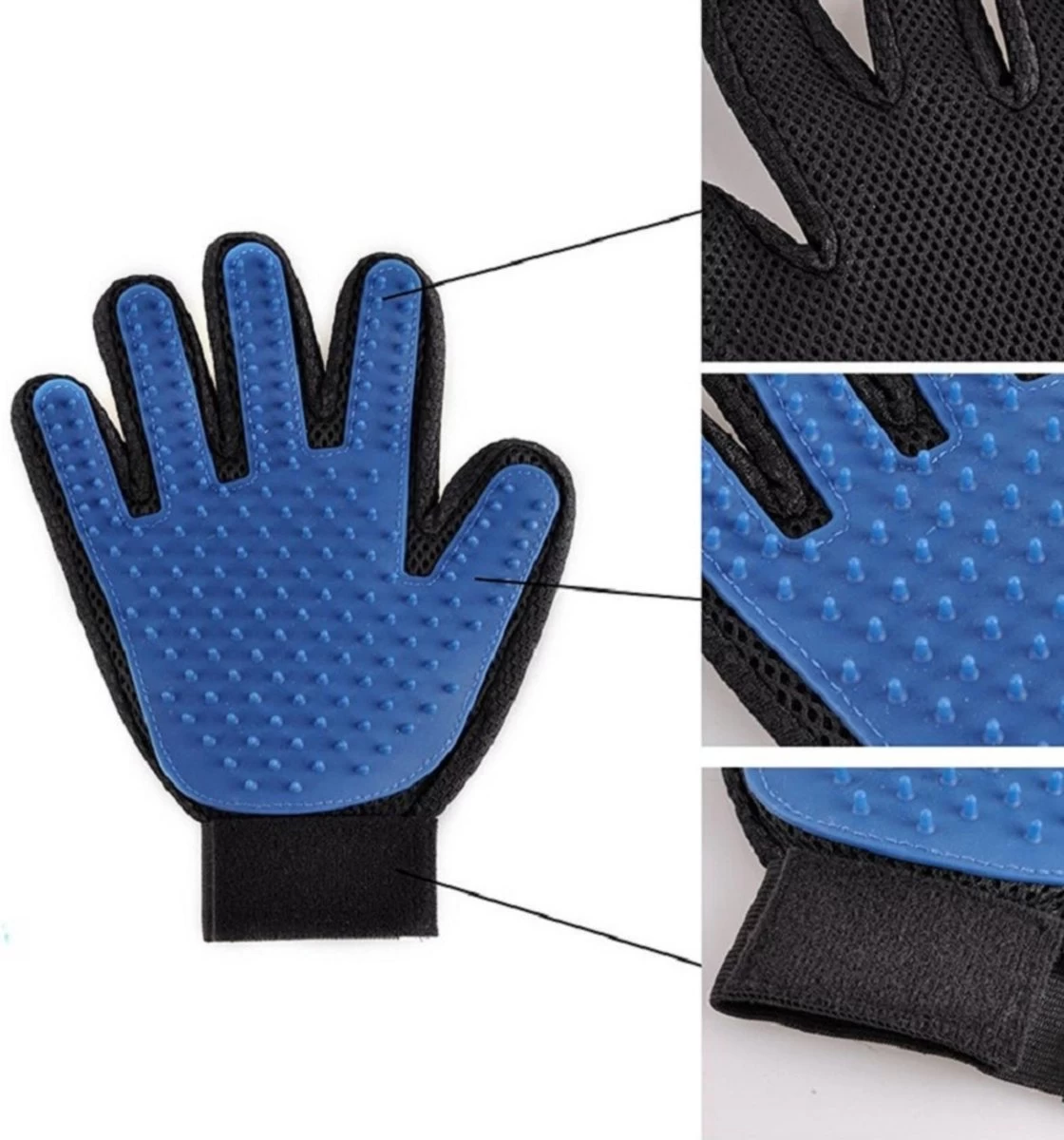 Vacht Verzorgingsborstel Voor Huisdieren - Blauw - LimitedDeals - Voor Honden Katten Konijnen Paarden - Tevens Massage Handschoen Voor Dieren! - Goed Voor De Verzorging Van De Vacht - Afbeelding 6