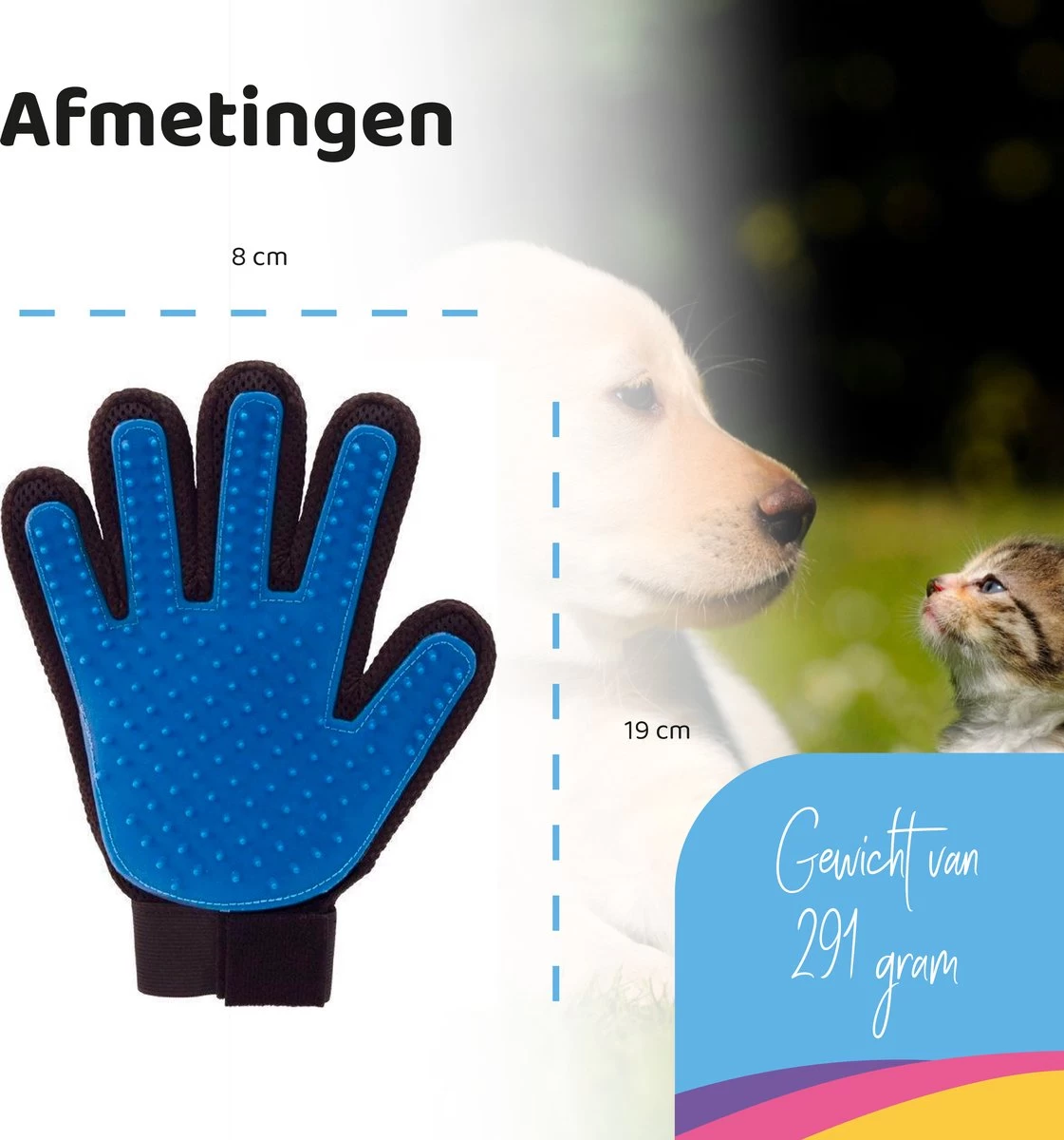 YUNICS® Dieren Handschoen - Haarverwijderaar Voor Huisdieren - Kattenborstel - Hondenborstel - Hondenkam - Kattenhaarverwijderaar - Blauw - Afbeelding 5