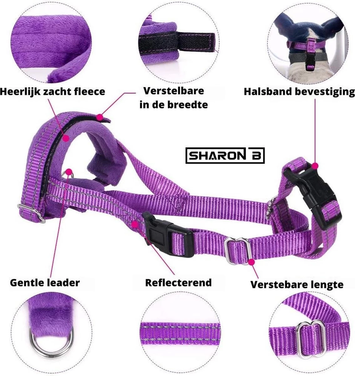 Sharon B Muilkorf Paars Maat M - Fleece - Wasbaar - Reflecterend - Afbeelding 2