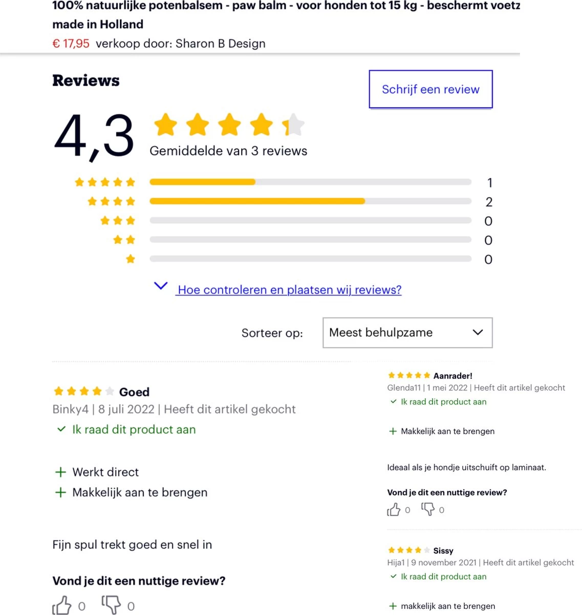 100% Natuurlijke Potenbalsem - Paw Balm - Voor Honden Tot 15 Kg - Beschermt Voetzooltjes - Tegen Kloven, Wondjes, Ontstekingen - Afbeelding 4