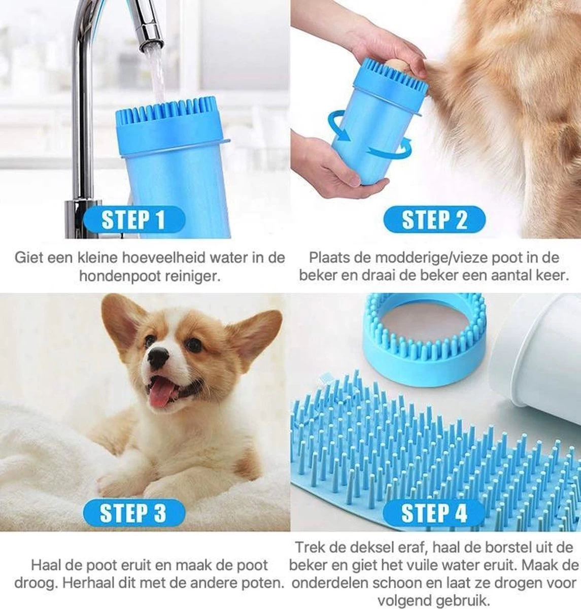Merkloos 2 In 1 Hondenpoten Reiniger - Hondenborstel - Borstel Hond / Kat - Hondenpoot Reiniger - Huisdier Poot Wassen - Borstel - Hondenverzorging - Verzorging Hond - Honden Wassen - Schoonmaak Borstel - Kattenborstel - Afbeelding 2