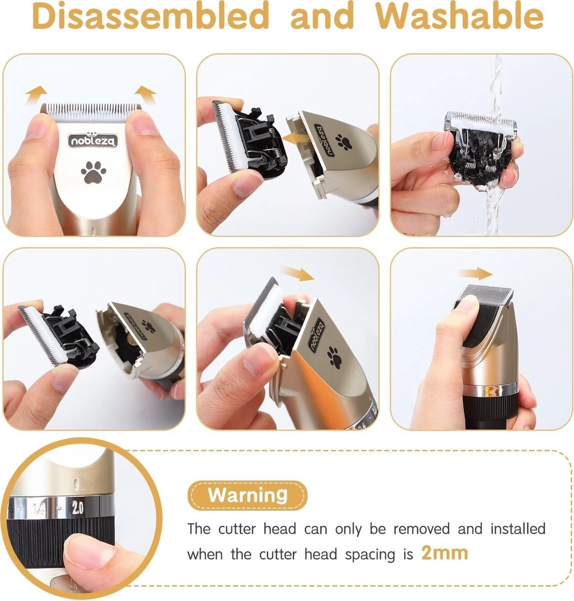 Nobleza Dieren Tondeuse Set - 4 Opzetkammen - Draadloos - Voor Huisdieren Katten & Honden - Afbeelding 4