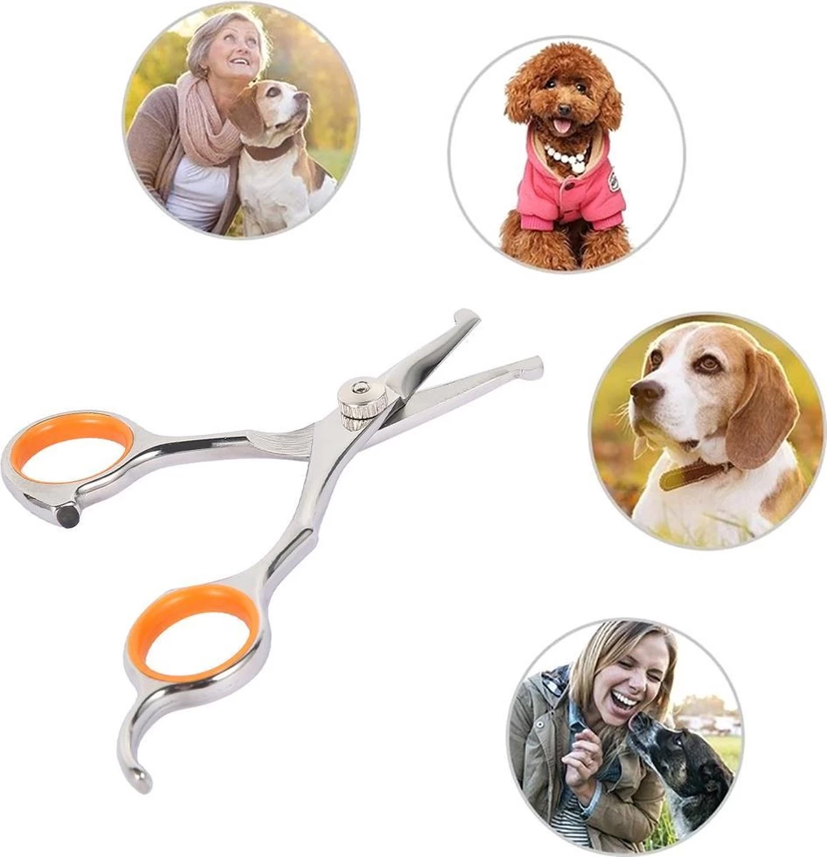 Merkloos Premium Gebogen Trimschaar Honden - Huisdier Trimmen - Hoofd, Poten Ogen & Oren - Kat & Hond Knippen - Veilige Schaar - Afbeelding 7