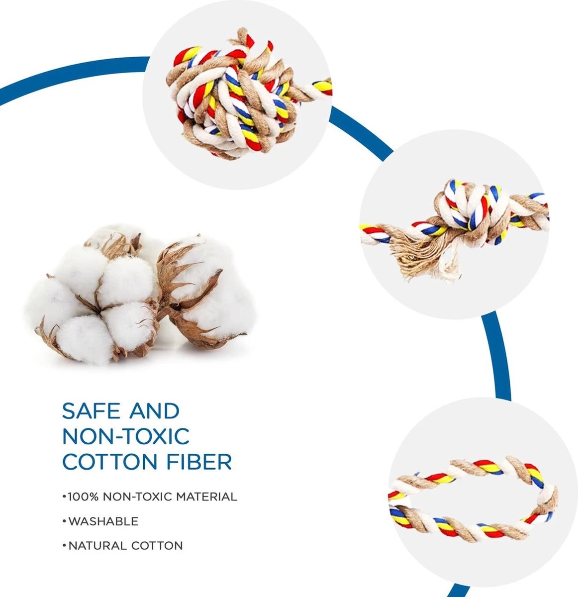 Nobleza Hondentouw - Speeltouw Hond - Flostouw Hond - Trektouw Hond - Lang - Geknoopt - Afbeelding 2