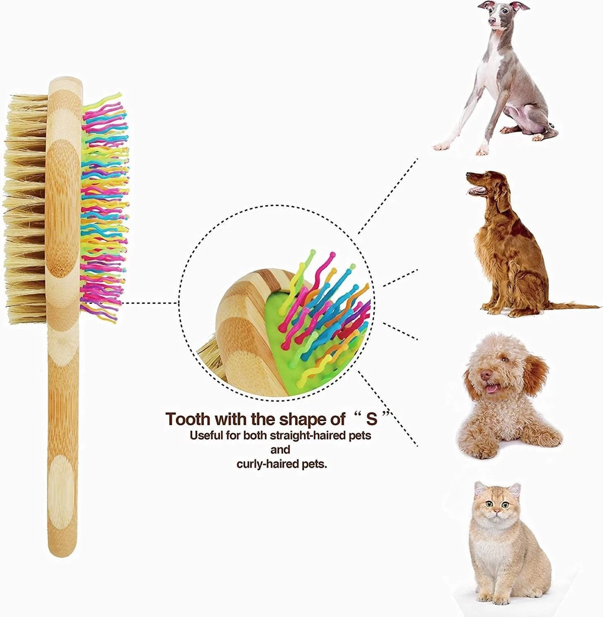 Betty's Dog Brush - Hondenborstel - Voor Elke Vacht Geschikt - Voor Glanzende Vacht - Ontklit En Verzorgt De Vacht