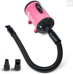Nuvoo Professionele Hondenföhn / Waterblazer / Hondenborstel Met 3 Opzetstukken - Verstelbare Vermogen Tot 2200W - Warme / Koude Stand - Roze