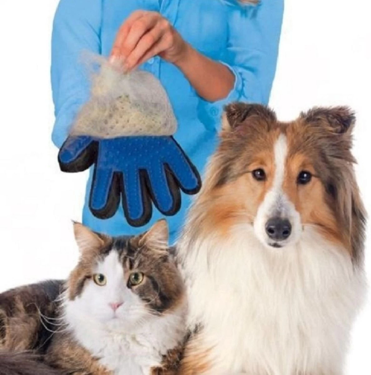 Vacht Verzorgingsborstel Voor Huisdieren - Blauw - LimitedDeals - Voor Honden Katten Konijnen Paarden - Tevens Massage Handschoen Voor Dieren! - Goed Voor De Verzorging Van De Vacht - Afbeelding 7