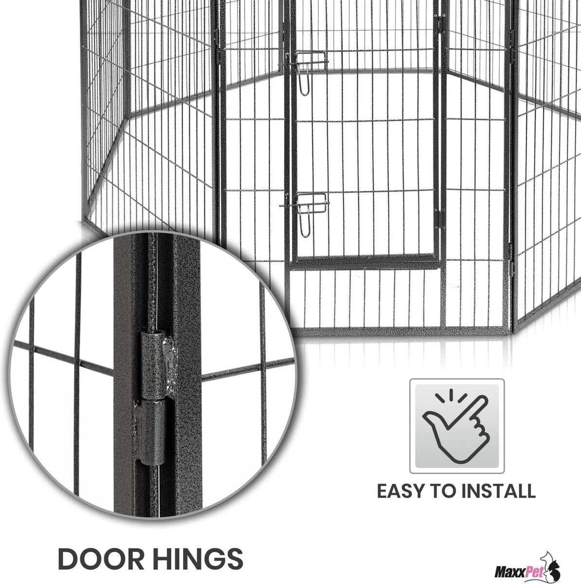 MaxxPet Puppyren - Hondenbench - Hondenren- Puppyren Met 8 Kennelpanelen - Staal -80 X 100 Cm Ø 210 Cm - Afbeelding 2