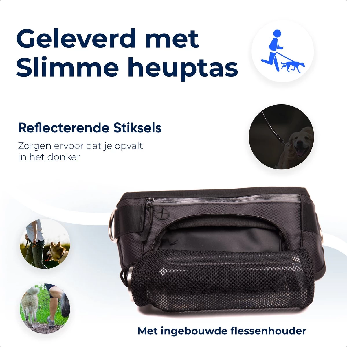 Canicross Looplijn Hond Met Heupriem Voor Hardlopen - Elastische Handsfree Hondenriem - Honden Trainingslijn - 150/200cm - Blauw - Afbeelding 5