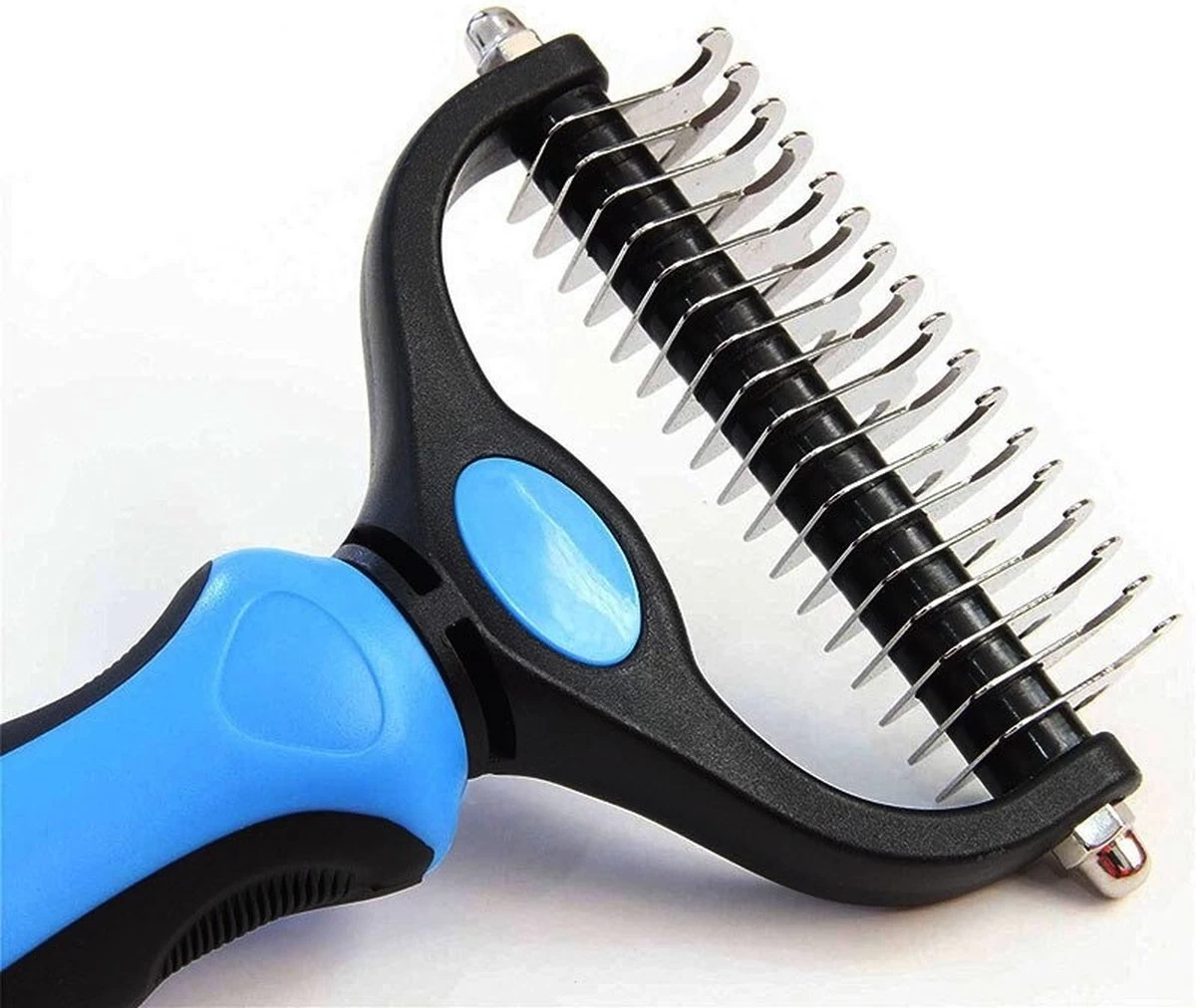 Professionele 2-Zijdige Ondervacht Kam Voor Hond En Kat – Hondenborstel – Kattenborstel - Hondenkam –Anti Klit - Haarverwijderaar Voor Huisdieren - Pijnloos - – Klittenkam – Verwijdert Klitten – Voorkomt Haaruitval – Black Friday - Sinterklaas - Afbeelding 2