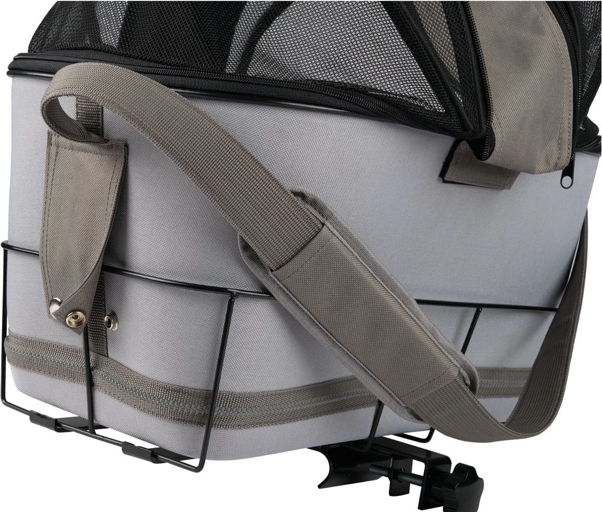 Zoofari Fiets Hondenmand - Max. Belasting: 6 Kg - Met Geïntegreerd Signaaltoon - Ca. 47 X 29 X 45 Cm (l X B X H) - Stevig Metalen Frame Voor Montage Op De Bagagedrager - Met Zijdelingse Gaasafdekkingen Voor Een Goede Luchtcirculatie - Uitneembare Tas - Afbeelding 4