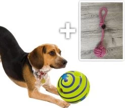 Wobble Wag Giggle Bal+ Honden Touw (30cm)- Honden Bal - Honden Speeltjes - Honden Speelgoed Intelligentie