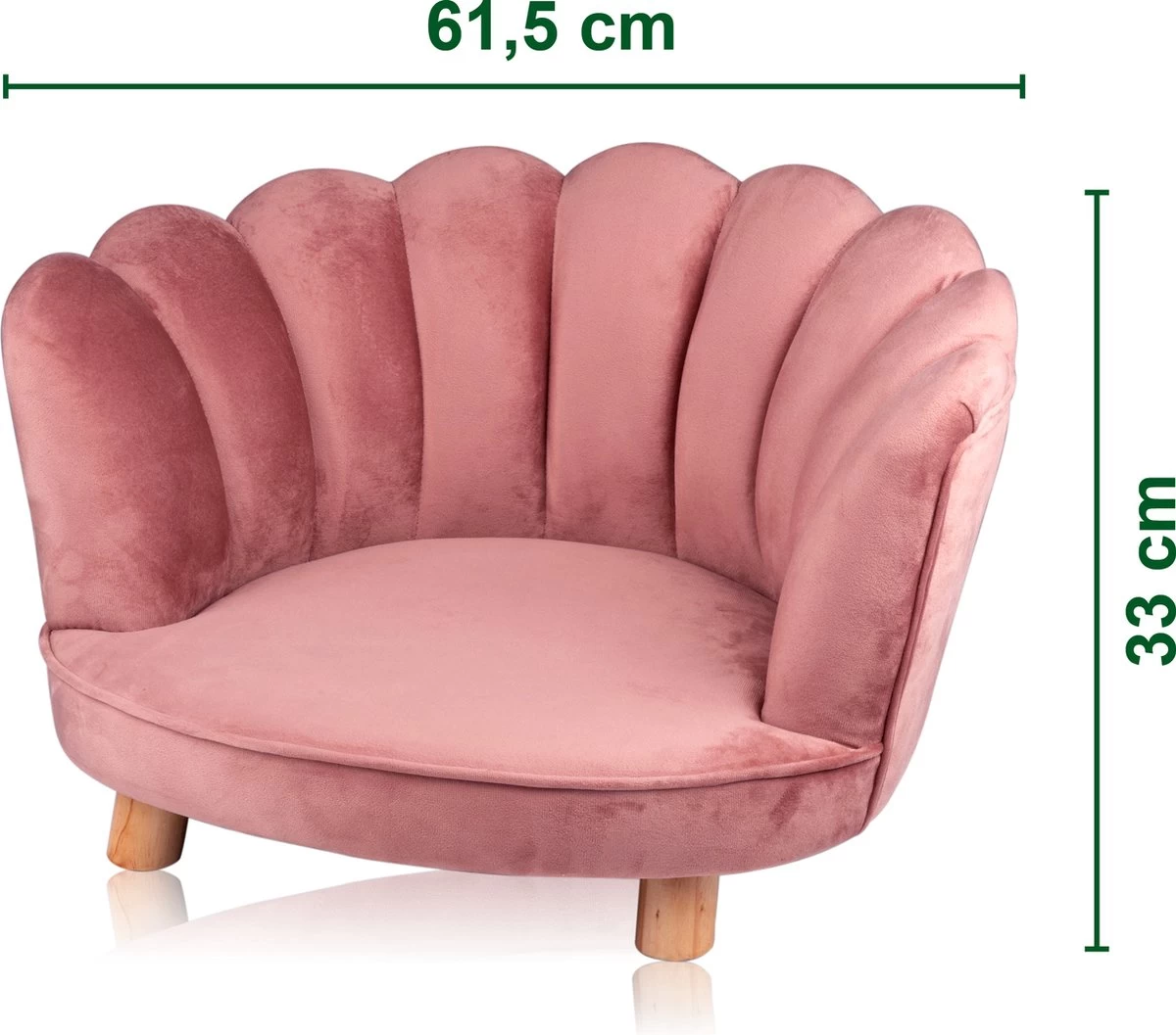 Maxxpro Katten- En Hondenstoel - Roze - Verhoogd Met Houten Poten - Fluweel Materiaal - 61.5 X 52 X 33 CM - Huisdieren Tot 80 KG - Afbeelding 6