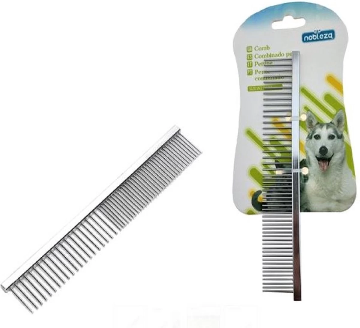 Nobleza Dierenkam - Vachtkam - Hondenkam - Kattenkam - RVS - Grof En Fijn - Afbeelding 2