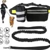 Looplijn Met Heupriem Hands Free - Hondenriem - Reflecterende Hardloopband -Elastische Leiband - Heuptas En Flessenhouder - Zwart - 150 Cm Tot 210 Cm