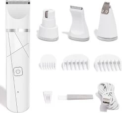 Revo Goods Professionele 4 In 1 Hondentondeuse Set -Ideaal Voor Honden En Andere Huisdieren - Slijper Inbegrepen -Draadloos - Ultra Stil