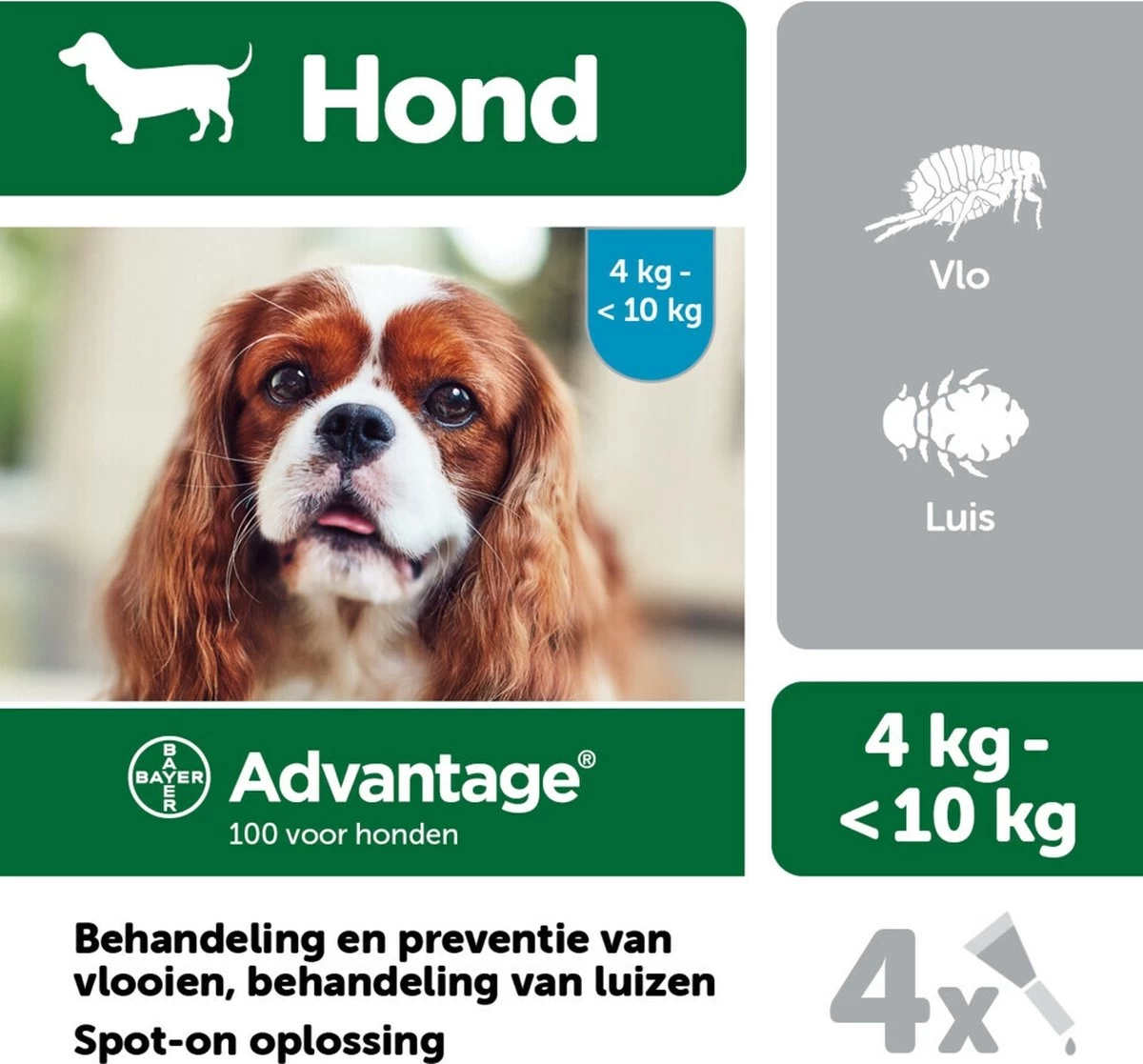 Bayer Advantage 100 Hond 4-10 Kg - 4 Pipetten à 1,0 Ml - Afbeelding 4
