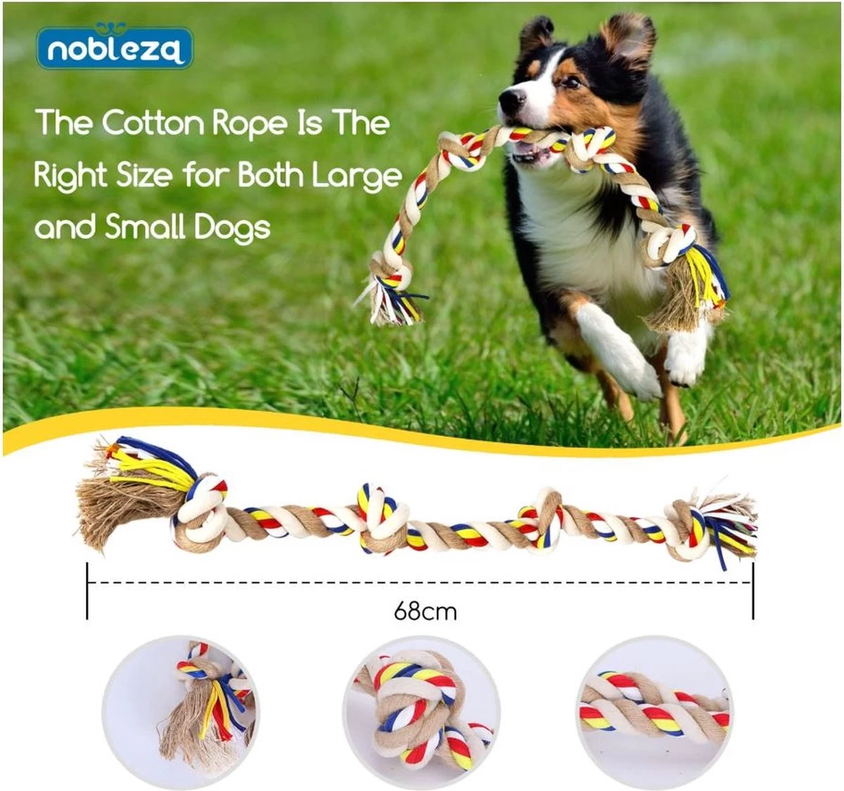 Nobleza Hondentouw - Speeltouw Hond - Flostouw Hond - Trektouw Hond - Lang - Geknoopt - Afbeelding 3