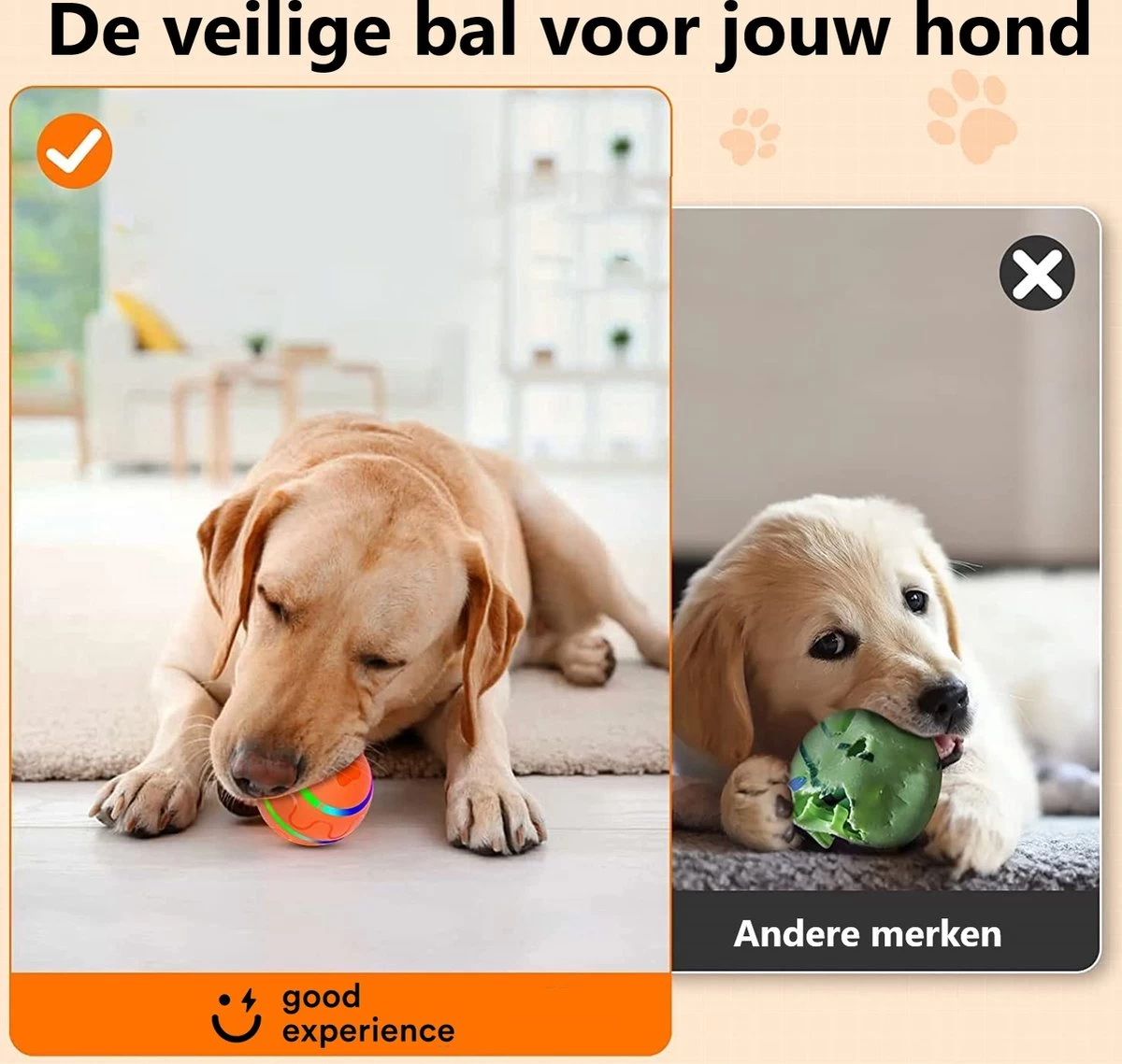 Good Experience Interactieve Hondenbal 3.0 – Honden Speelgoed Intelligentie – Puppy Speelgoed – Hondenspeeltjes – De Enige Die Werkt Met Afstandsbediening – De Veilige Bal Voor Jouw Hond – One Size – Oranje - Afbeelding 2