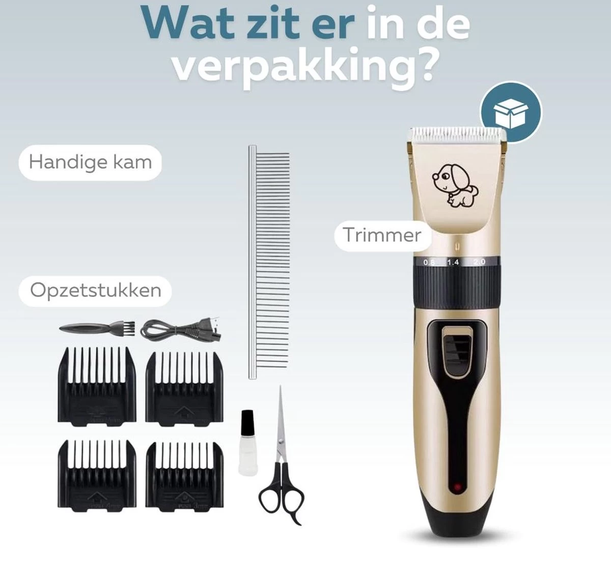 BYER Professionele Dieren Tondeuse Set - Voor Huisdieren Katten & Honden - Draadloos - Oplaadbare Pet Trimmer - Dog Tondeuze Clipper - 5 Standen & Vier Opzetkammen - Low Noise - Afbeelding 9