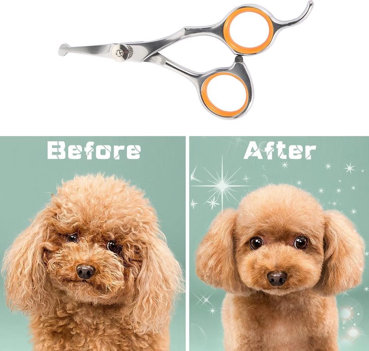 Merkloos Premium Gebogen Trimschaar Honden - Huisdier Trimmen - Hoofd, Poten Ogen & Oren - Kat & Hond Knippen - Veilige Schaar - Afbeelding 6