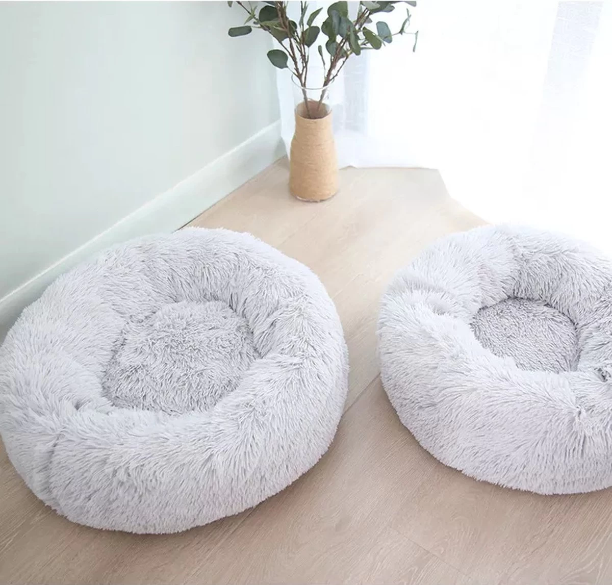 Bonbox Shop - Maat S - Donut Bed In Wit - Dierenmand Voor Katten, Kittens En Kleine Honden - Knus Mandje - Donutbed Diameter 40 Cm - Anti Anxiety - Afbeelding 2
