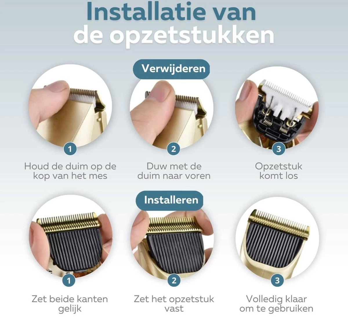 BYER Professionele Dieren Tondeuse Set - Voor Huisdieren Katten & Honden - Draadloos - Oplaadbare Pet Trimmer - Dog Tondeuze Clipper - 5 Standen & Vier Opzetkammen - Low Noise - Afbeelding 8