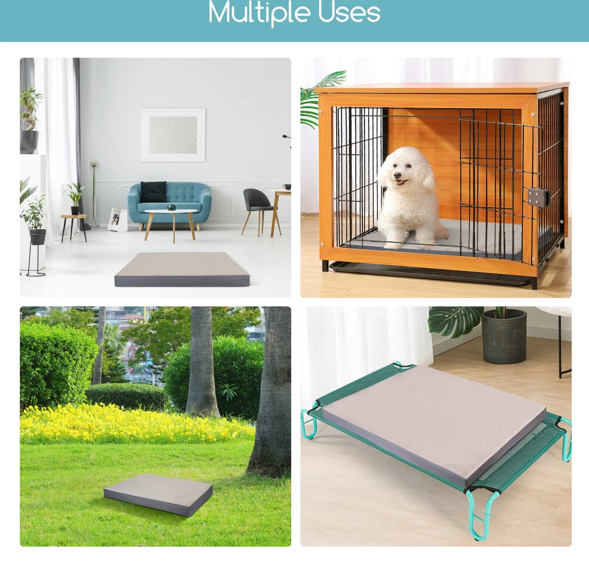 Nobleza Orthopedische Hondenkussen Wasbaar - Hondenbed - Maat S: 60 X 40 X 8 Cm - Grijs - Afbeelding 7