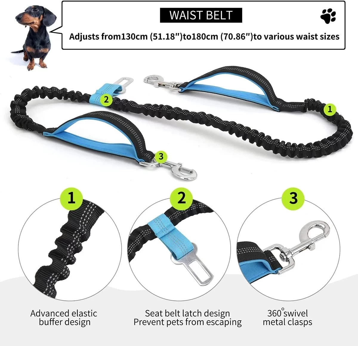 BOTC Looplijn Hond Met Heupriem Voor Hardlopen - Met Drinkbak Hond - Hondenriem - 1 Roll Poep Zakjes - Zwart - Afbeelding 10