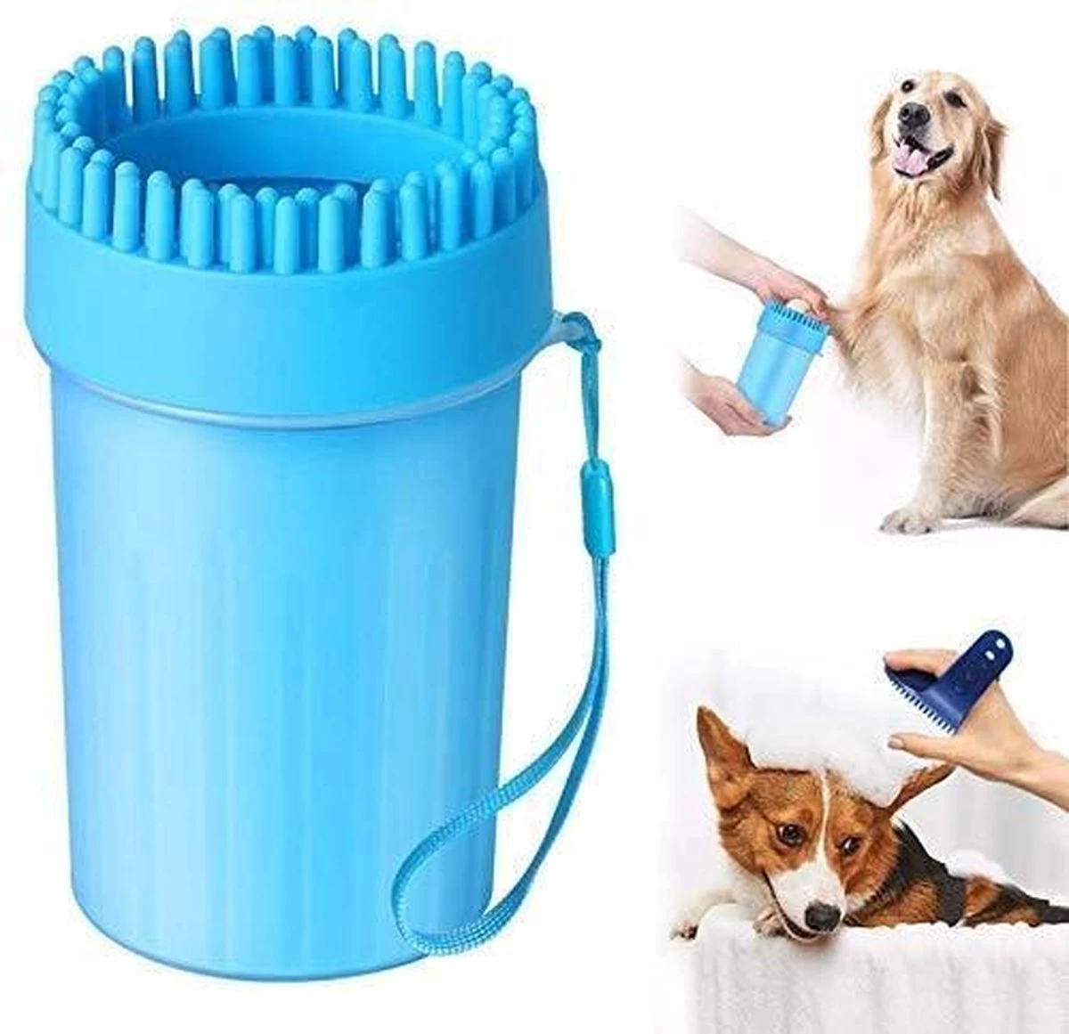 Merkloos 2 In 1 Hondenpoten Reiniger - Hondenborstel - Borstel Hond / Kat - Hondenpoot Reiniger - Huisdier Poot Wassen - Borstel - Hondenverzorging - Verzorging Hond - Honden Wassen - Schoonmaak Borstel - Kattenborstel