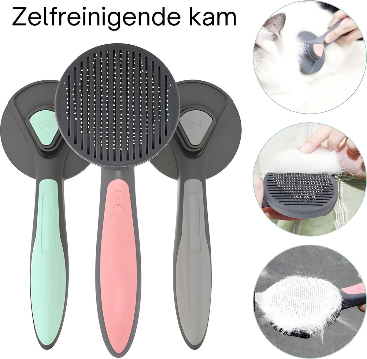 Pakeway T9 - Kattenborstel - Zelfreinigende Kattenkam - Groen - Massageborstel - 19,3 Cm - Afbeelding 2