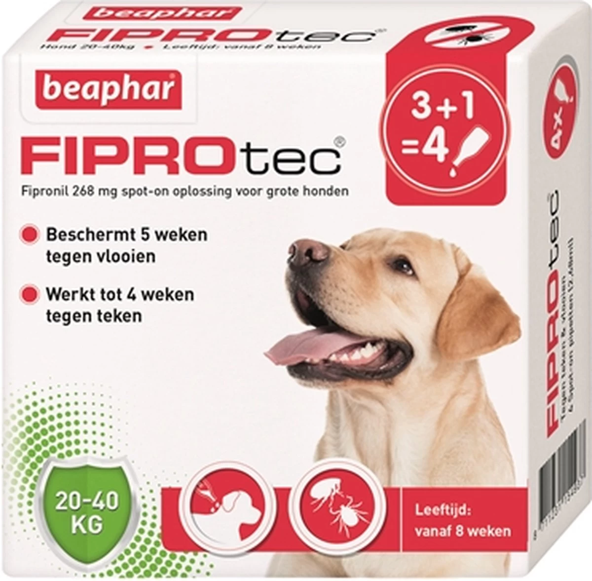 Beaphar Fiprotec Anti Vlooien En Teken Druppels Hond 20 - 40 Kg 3 + 1 Stuks - Afbeelding 7