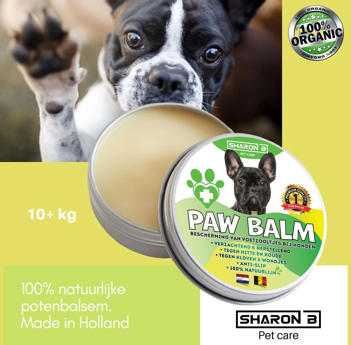 100% Natuurlijke Potenbalsem - Paw Balm - Voor Honden - Van 10-20 Kg - Beschermt Voetzooltjes - Tegen Kloven, Wondjes, Ontstekingen - Made In Holland - Afbeelding 3