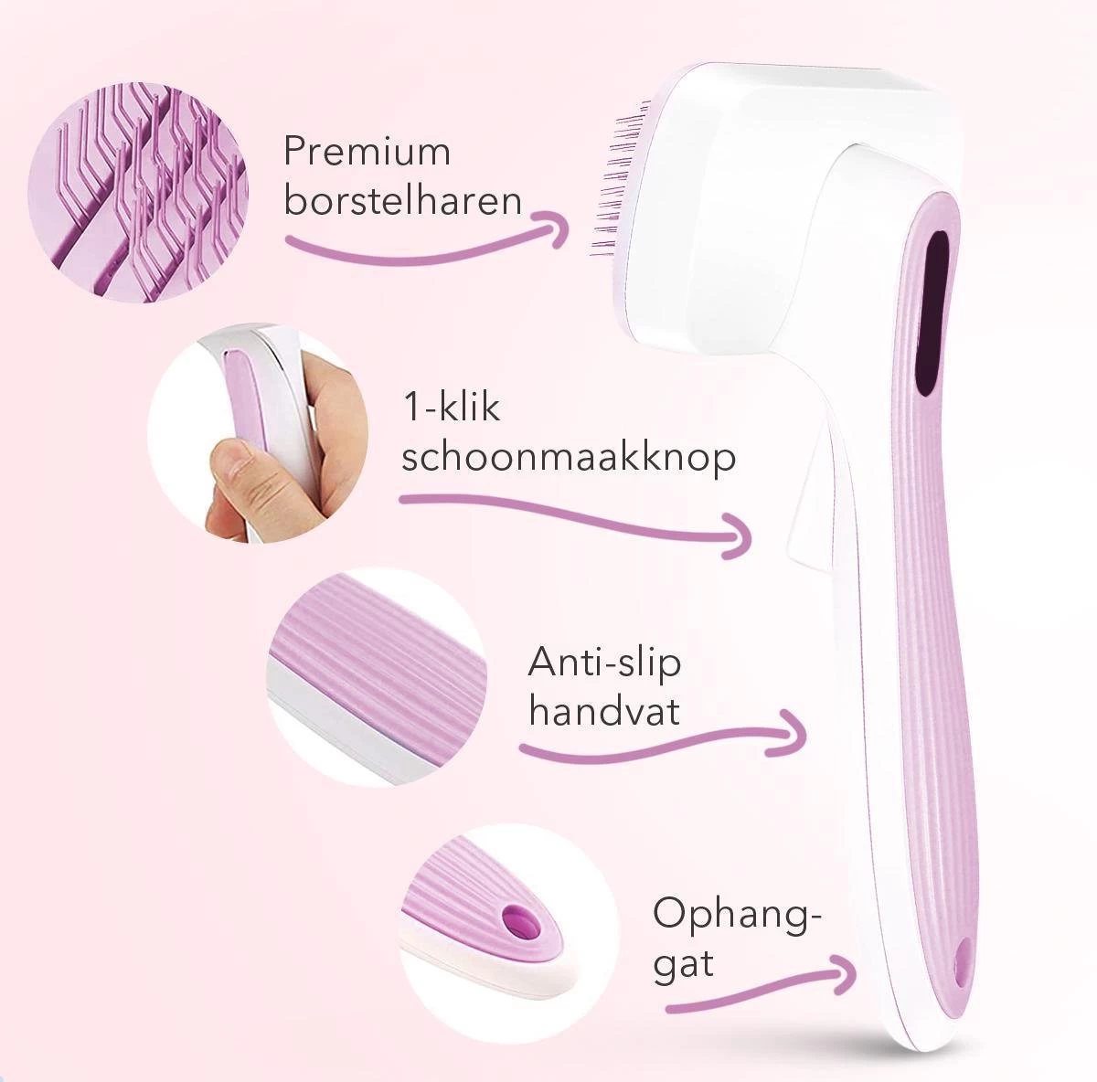 Lubadoo® - Kattenborstel - Hondenborstel - Kattenkam - Kattenhaar - Hondenhaar - Huisdierhaar Verwijderaar - Haarverwijderaar Voor Huisdieren - Langharig - Kortharig - Roze - Afbeelding 3