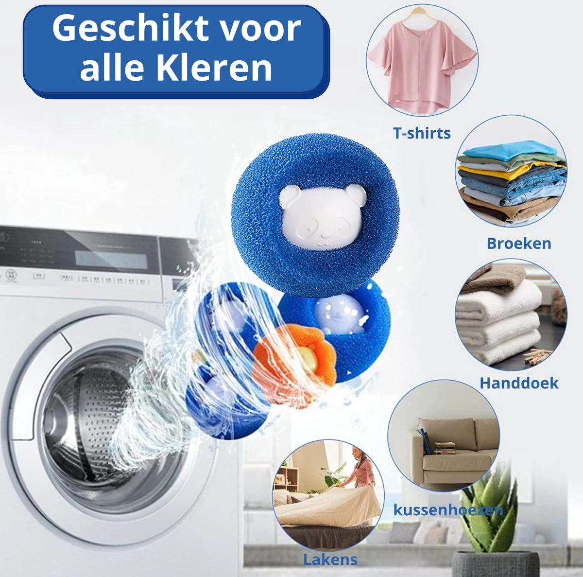 Merkloos Wasdrogerbollen - Haarverwijderaar Huisdieren - Haarvanger Wasmachine - Wasbollen - Drogerbollen - 4 Keer - Afbeelding 5