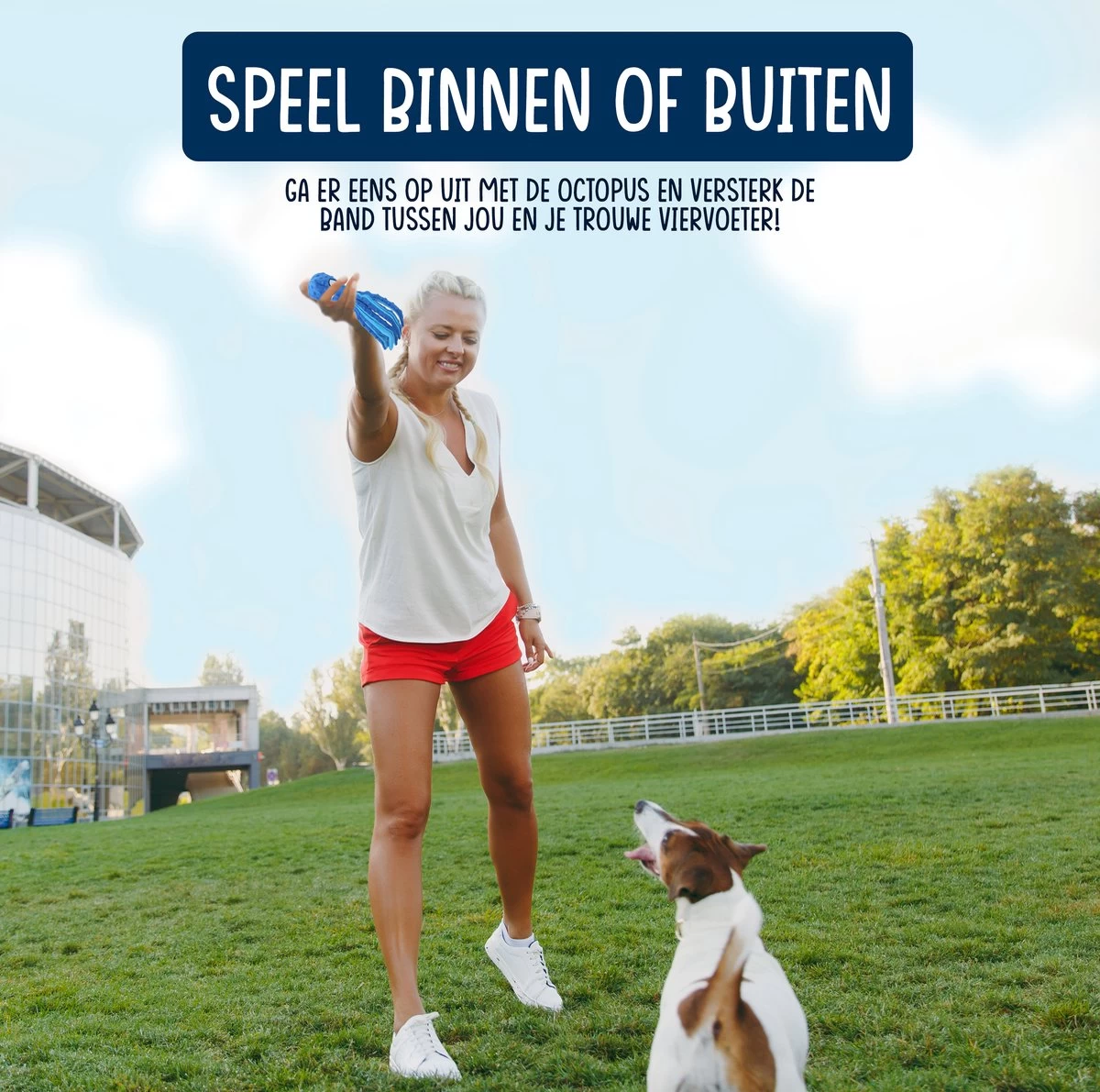 VEDIC® - Octopus Blauw Honden Knuffel - Piepspeelgoed - Geen Vulling - 32CM - Afbeelding 3