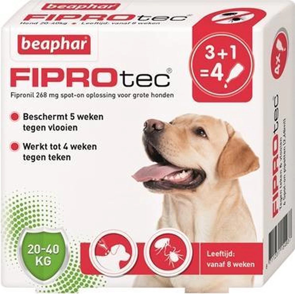 Beaphar Fiprotec Anti Vlooien En Teken Druppels Hond 20 - 40 Kg 3 + 1 Stuks - Afbeelding 3