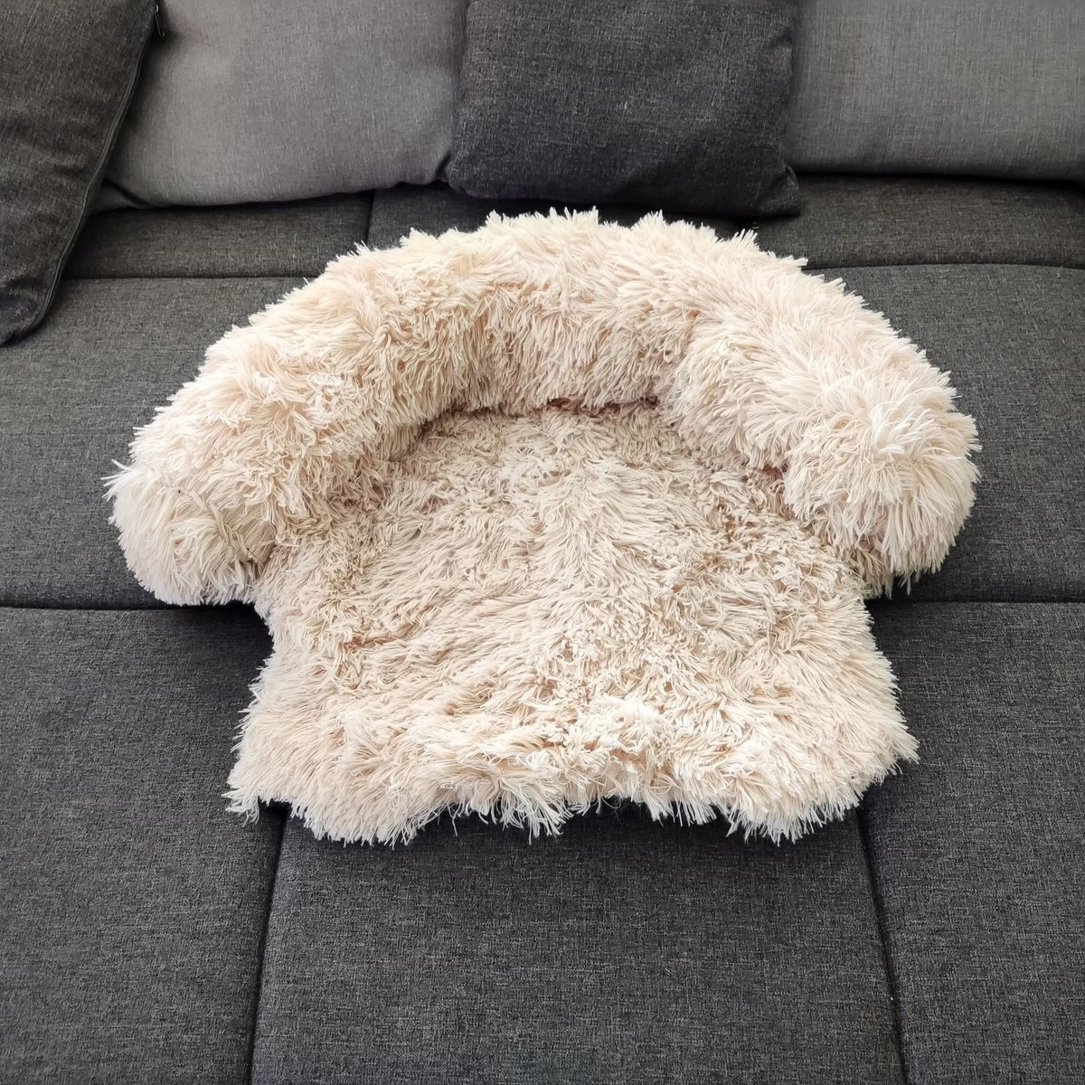 Kussen Voor Kat Of Kleine Hond | Fluffy Dierenkussen Van Pluche | Kat | Bank | Mand | Kattenmand | Kattendeken & Bankbeschermer Max. 15 Kg | Beige | Maat XS