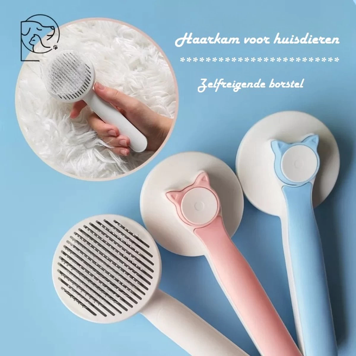 Kattenborstel - Kattenkam - Hondenborstel - Kattenhaar Verwijderaar - Haarverwijderaar Voor Huisdieren - Kattenhaar - Hondenhaar - Haarverwijderaar Voor Huisdieren - Langharig/Kortharig - Katten Accessoires - Katten - Blauwe Kleur - Afbeelding 2